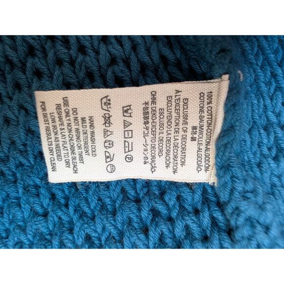 Free People Longline Cardigan Womens Small Blue Knit Frayed Trim Open Front - Picture 4 of 4